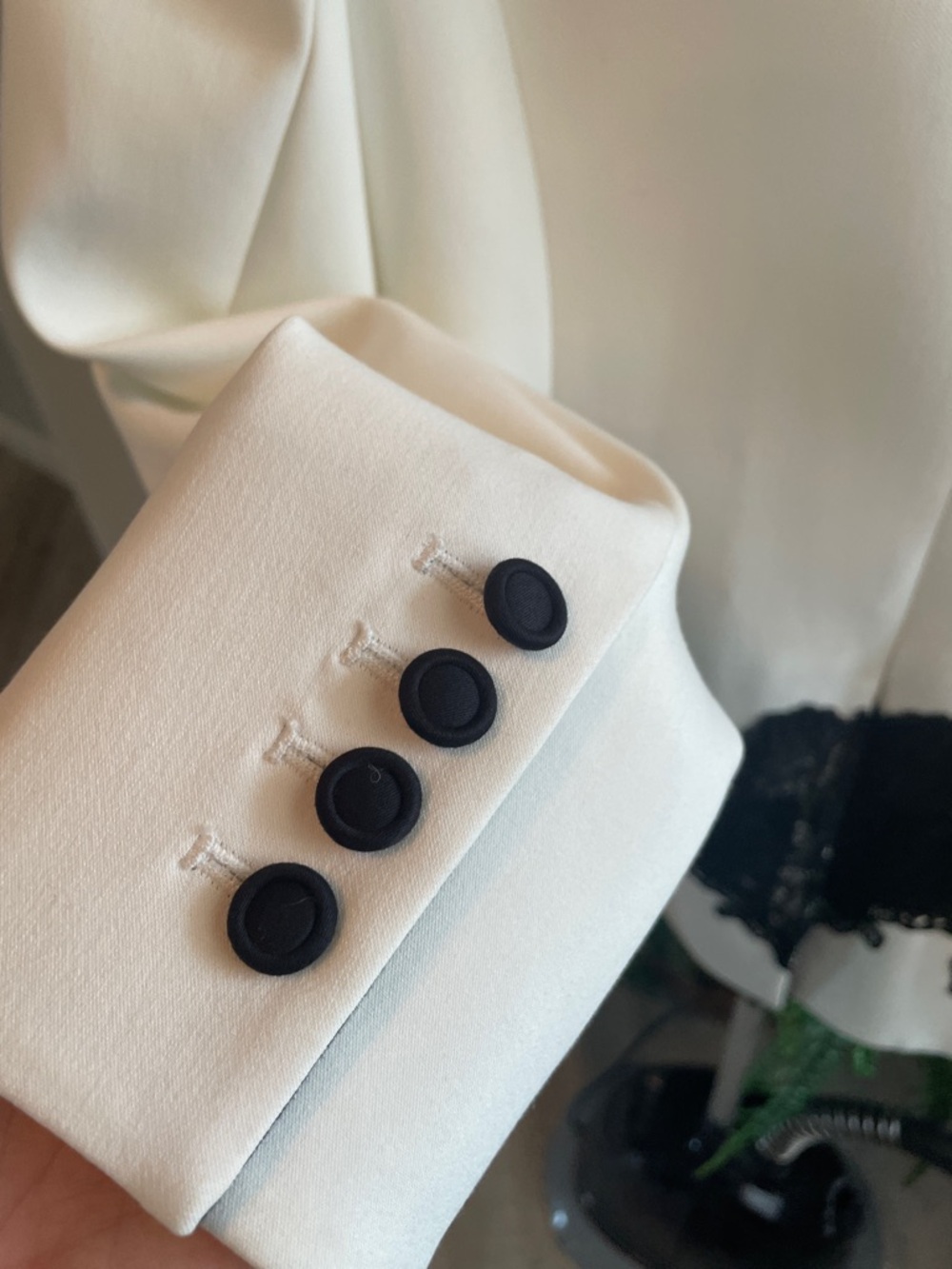 White Women's Tailored Blazer with Black Appliqué - Picture 8 of 10